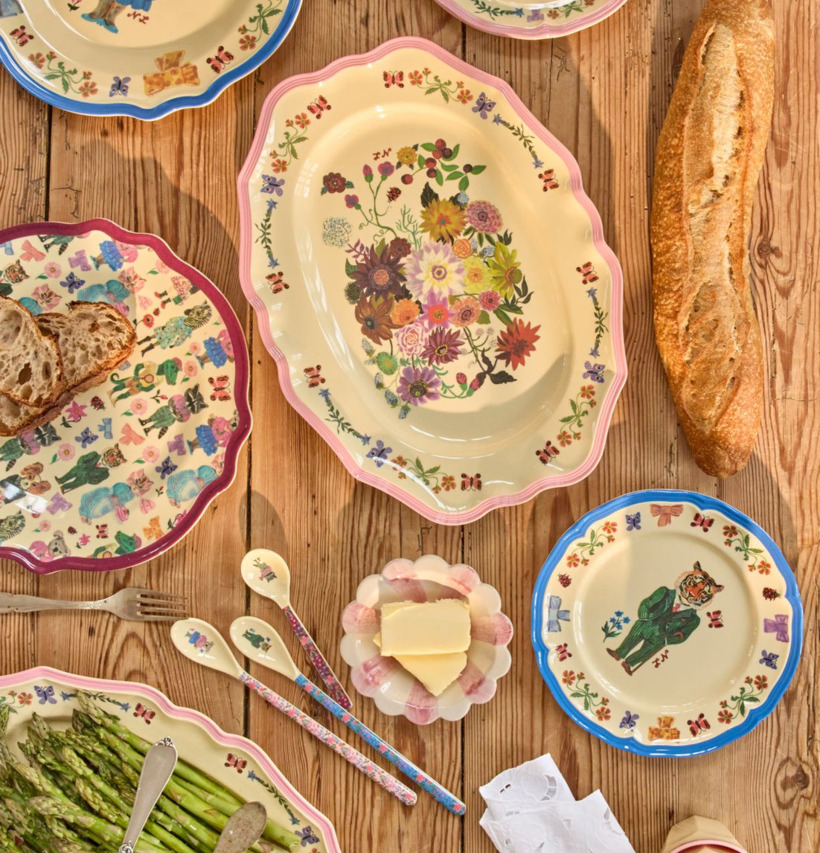 Tallrik Vintage Blue - Nathalie L'ete Print Bordeaux Serveringsfat Pink Rice x Lété Assiett Tallrikar Djupa