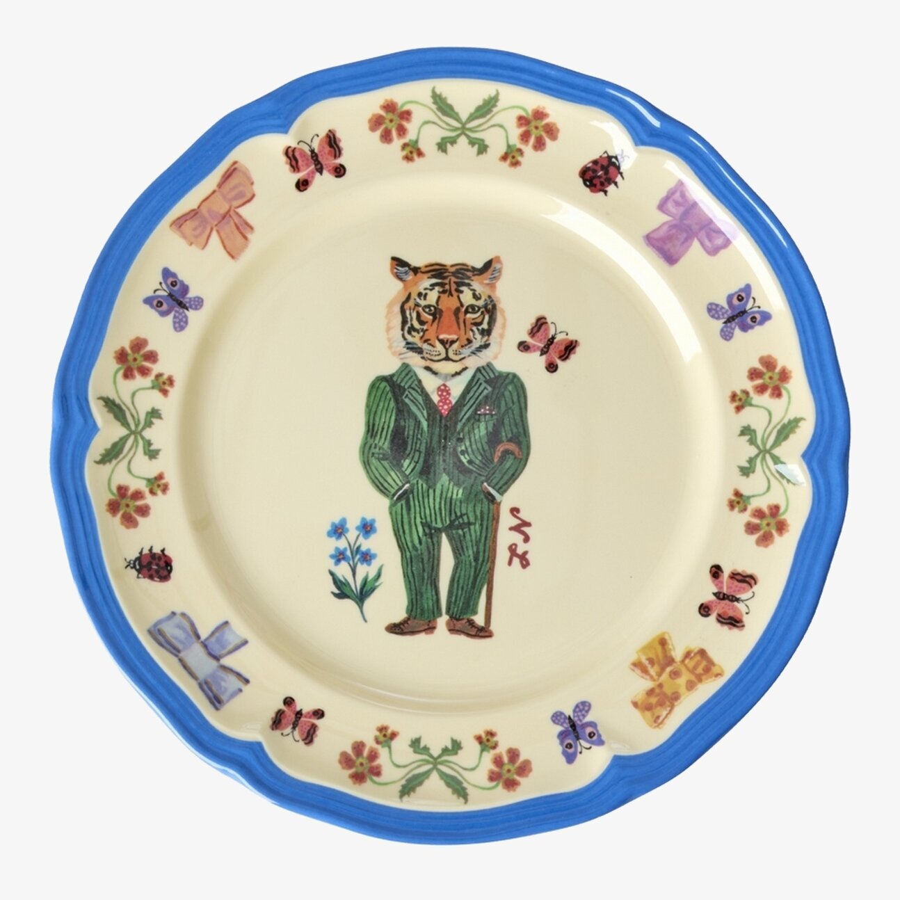 Assiett Vintage Blue - Nathalie L'ete Print Rice Tallrikar Djupa tallrikar (ej skål) Desserttallrikar Assietter Barntallrikar