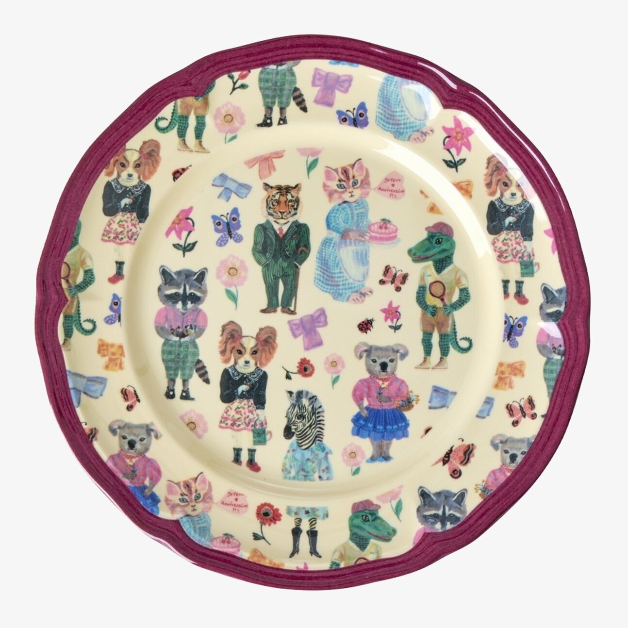 Assiett Vintage Bordeaux - Nathalie L'ete Print Rice Tallrikar Djupa tallrikar (ej skål) Desserttallrikar Assietter Barntallrikar