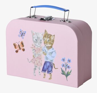 Bild av charmig rosa väska med katter och fjärilar