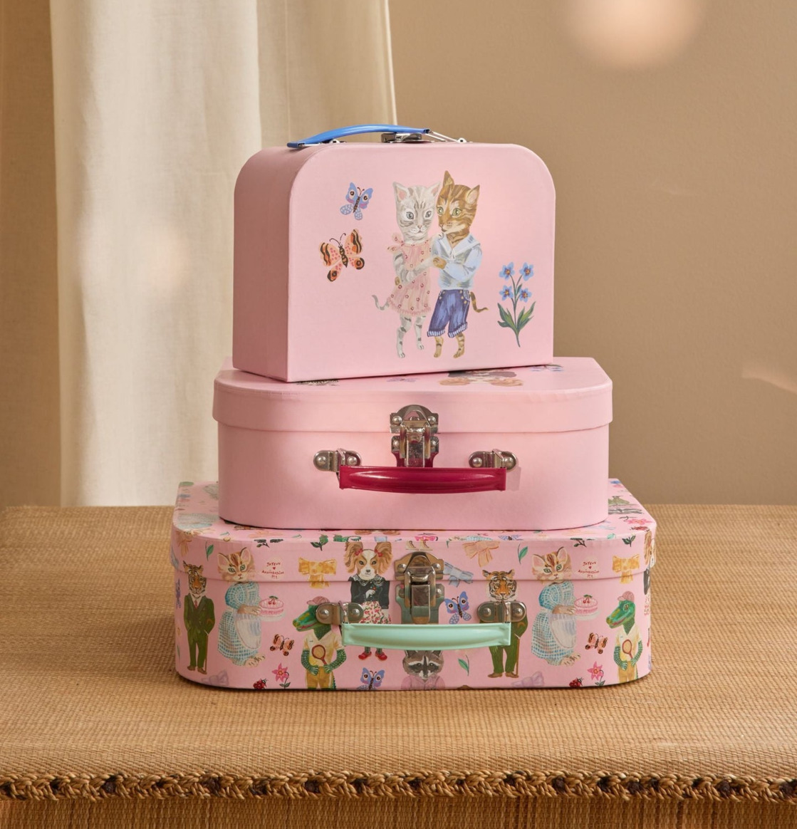 Väskor 3-Pack Cardboard Pink - Rice x Nathalie Lété Övrig prydnad/dekoration för inredning innemiljö