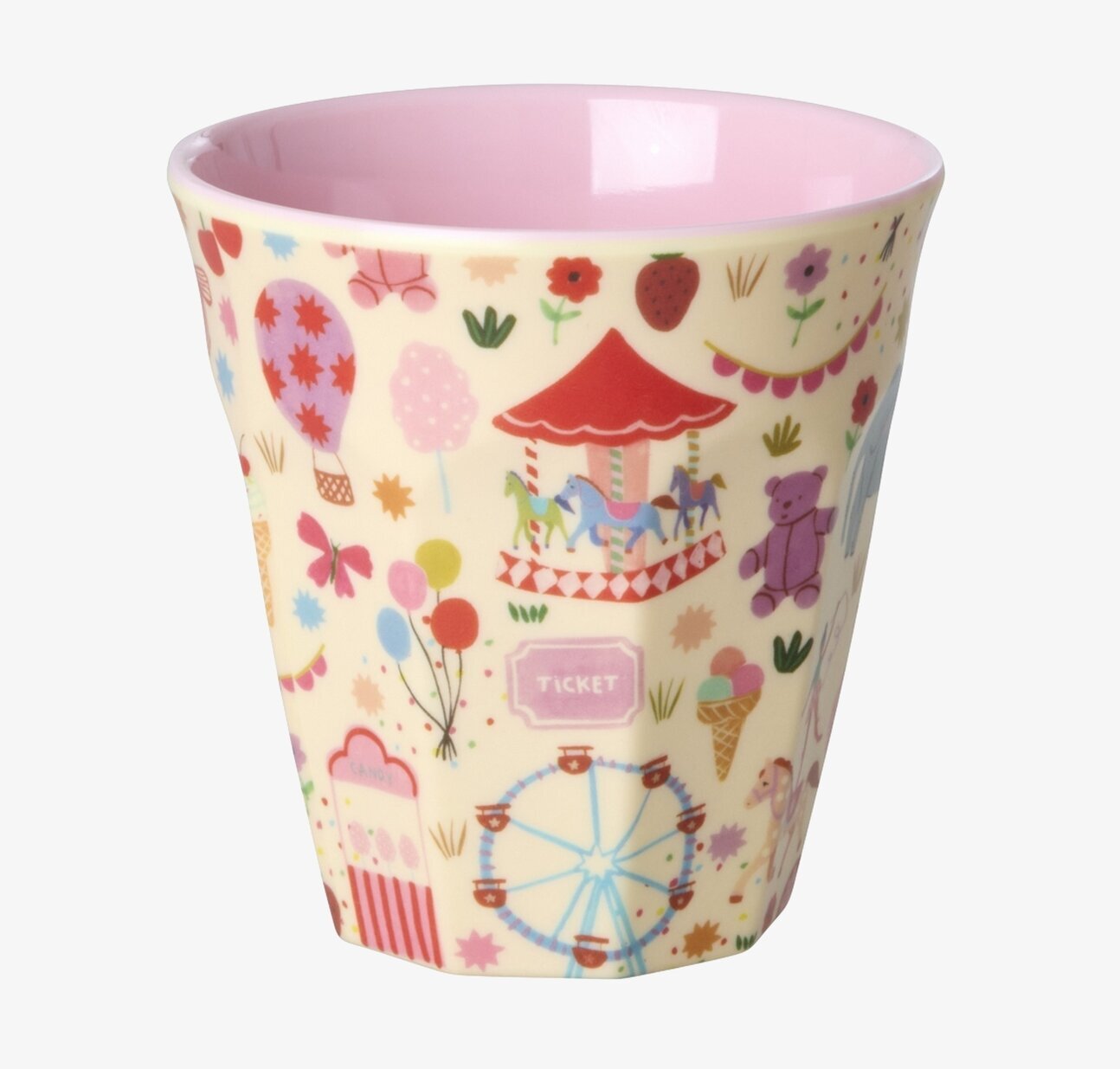 Melaminmugg - Fun Fair Print Pink Rice Melaminmuggar Lattemuggar i melamin Melaminkoppar