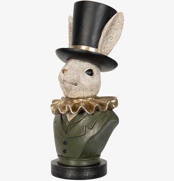 Bild av dekorativ kaninbyst med hatt och elegant design