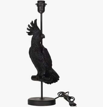 Bild av unik lampfot med kakadua i svart polyresin
