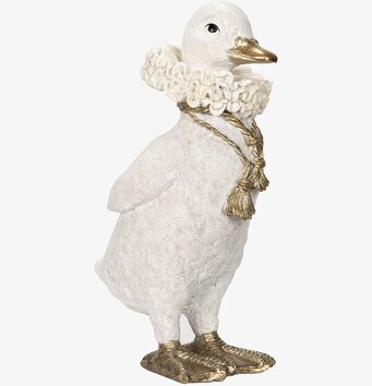 Bild av iögonfallande skulptur med anka och halsband