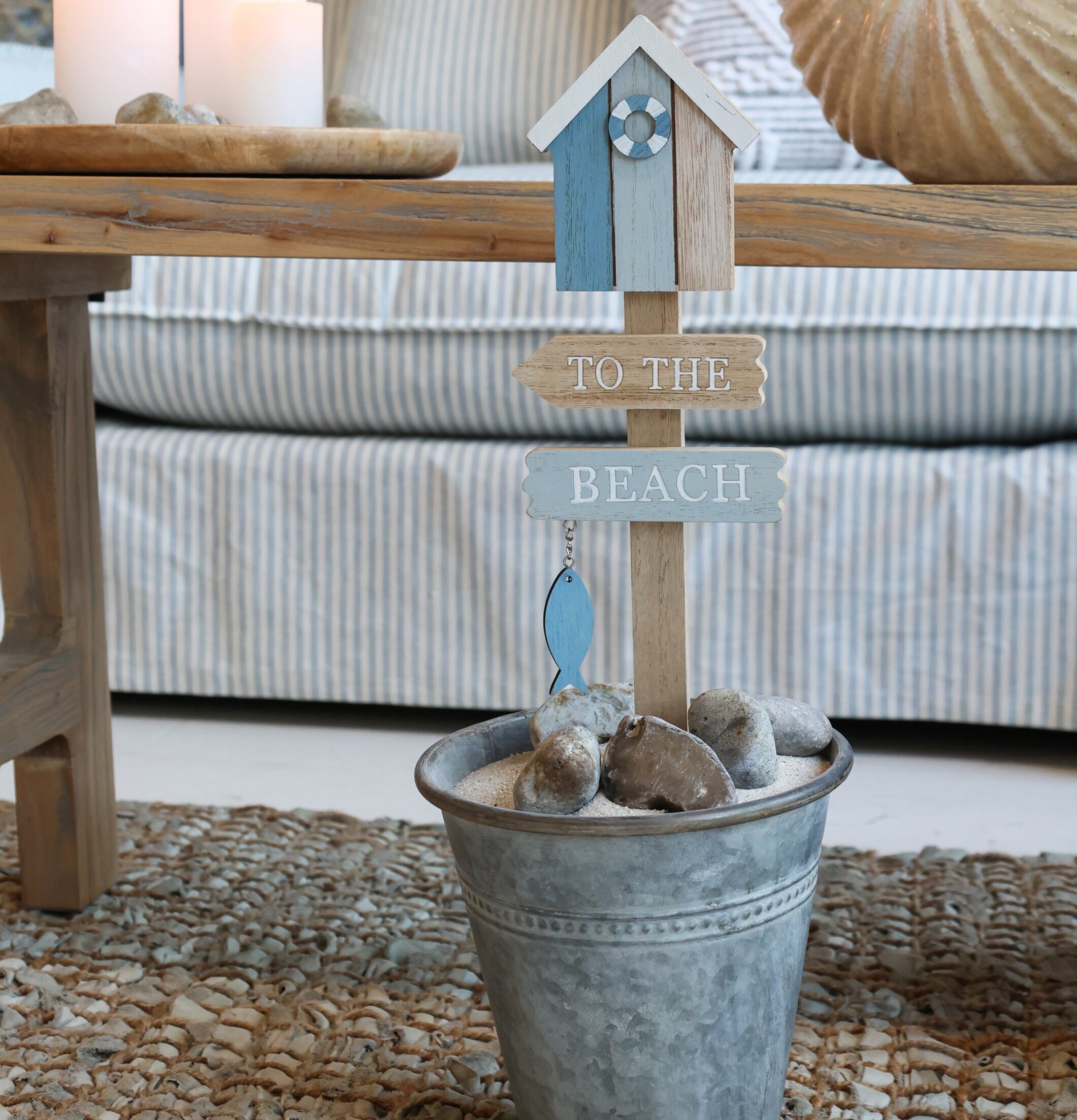 Träskylt - To The Beach Chic Antique Utomhusskyltar Skyltar för utomhusbruk Övrig prydnad/dekoration inredning innemiljö