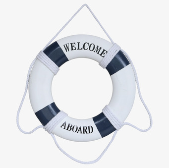 Bild av dekorativ livboj med maritim design och charm