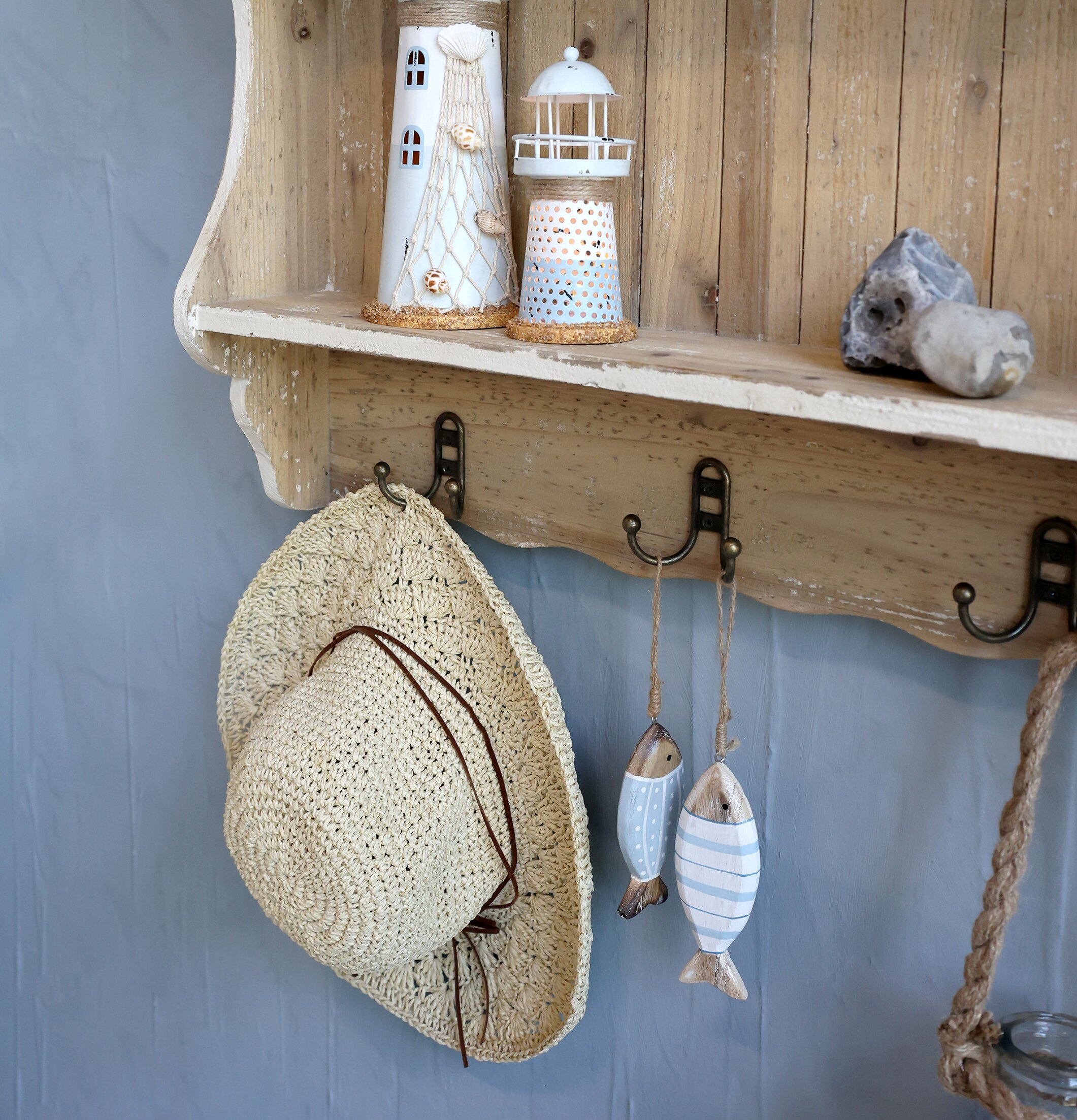 Deco Hängande Fisk Set/2 Fyrtorn LED Ocean 28cm Chic Antique Övrig prydnad/dekoration för inredning innemiljö