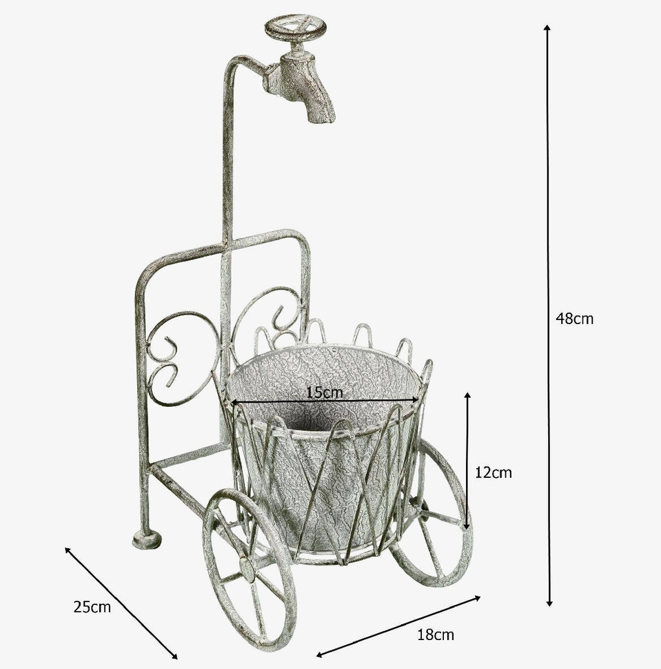 Bild av rustik planteringsvagn med vintage vattenkran
