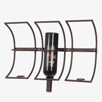 Bild av elegant väggmonterat vinställ för tre flaskor