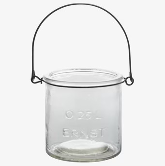 Bild av stilren hängande lykta i klart glas med metall