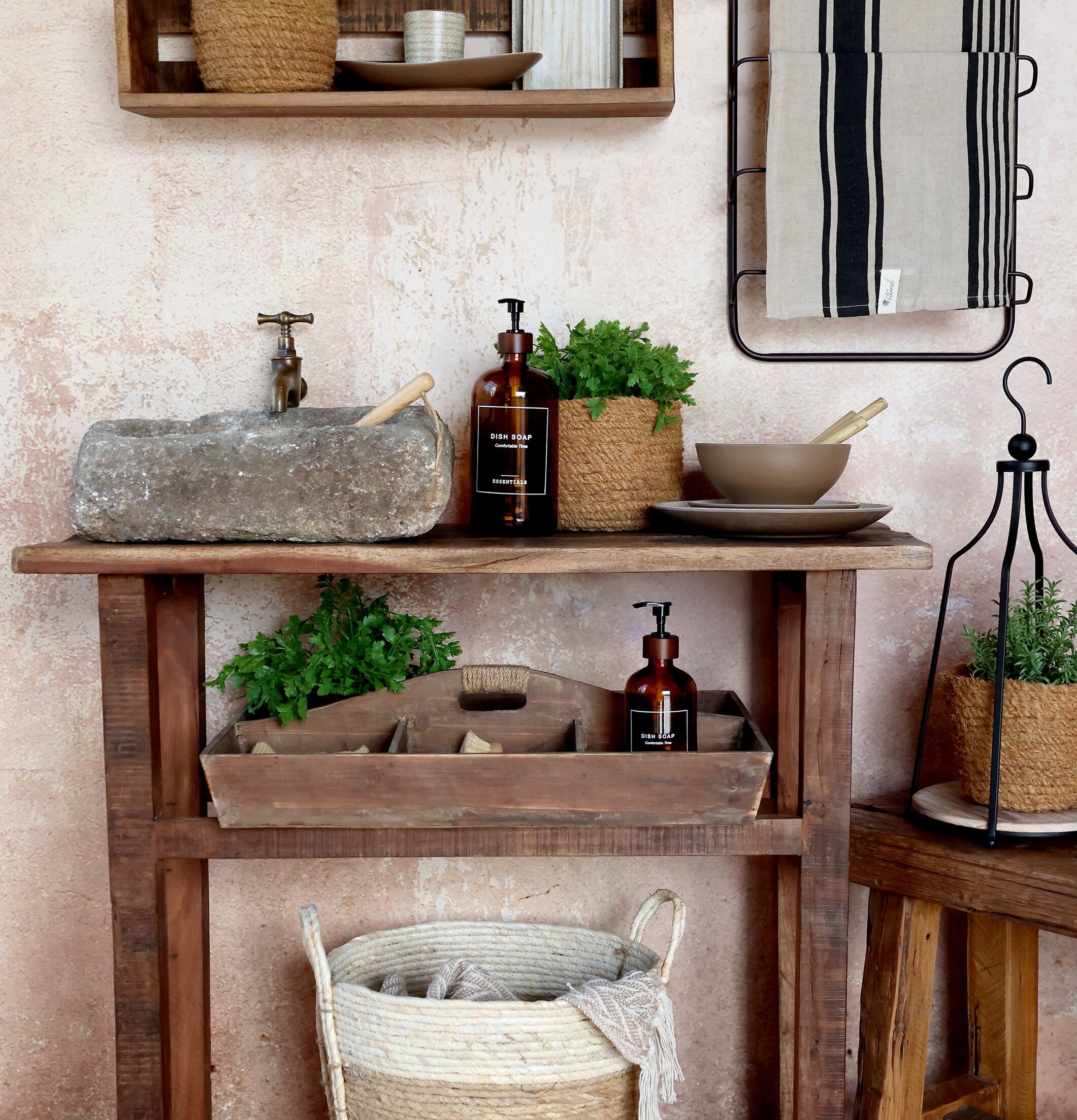 Glasflaska Pump Diskmedel Mocca Chic Antique för inredning