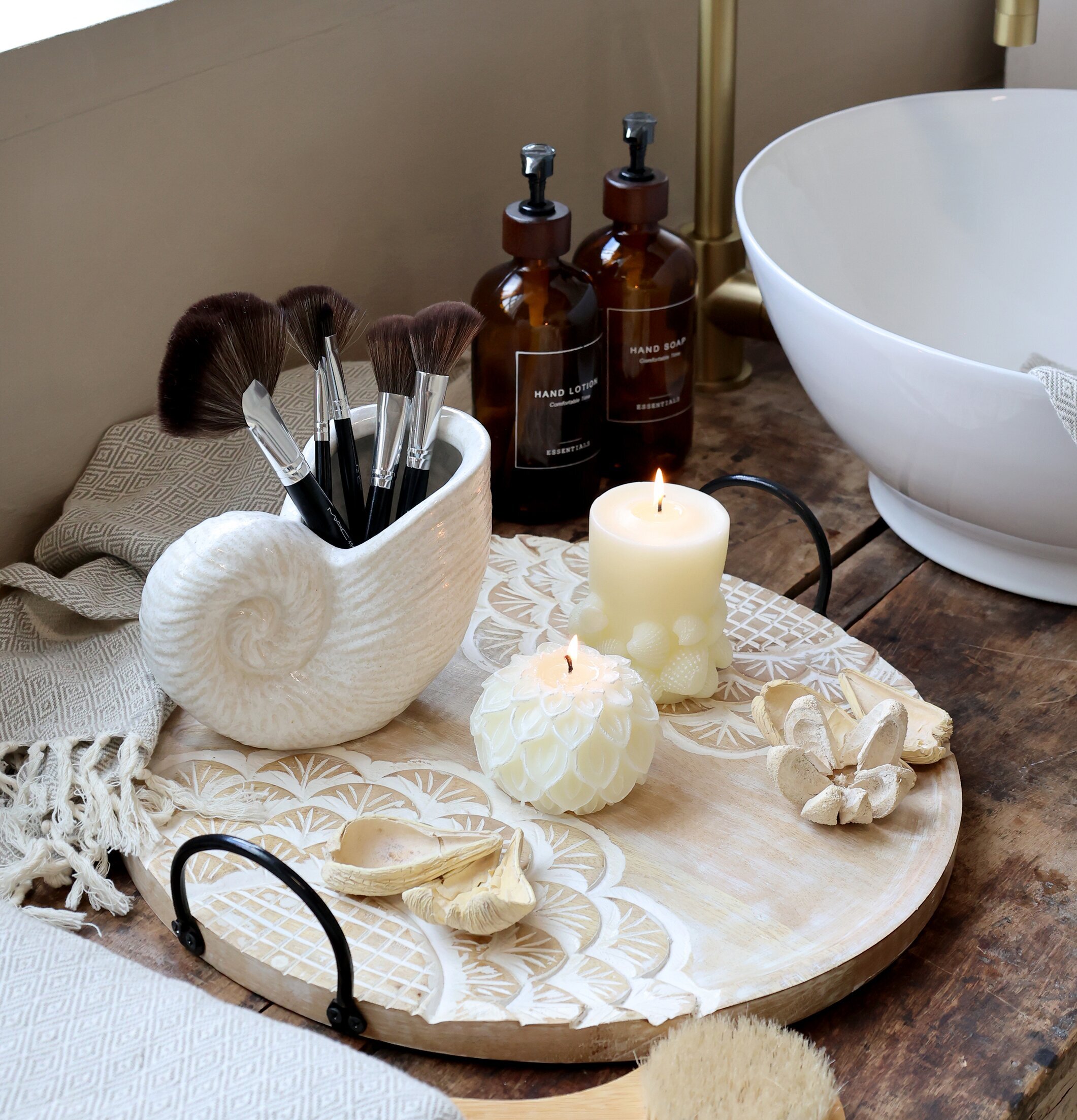 Glasflaska Pump Handtvål Mocca Chic Antique för inredning