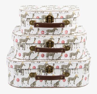 Bild av charmiga resväskor med safari-mönster