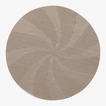 Bild av rund bordstablett i sandfärg med spiraldesign