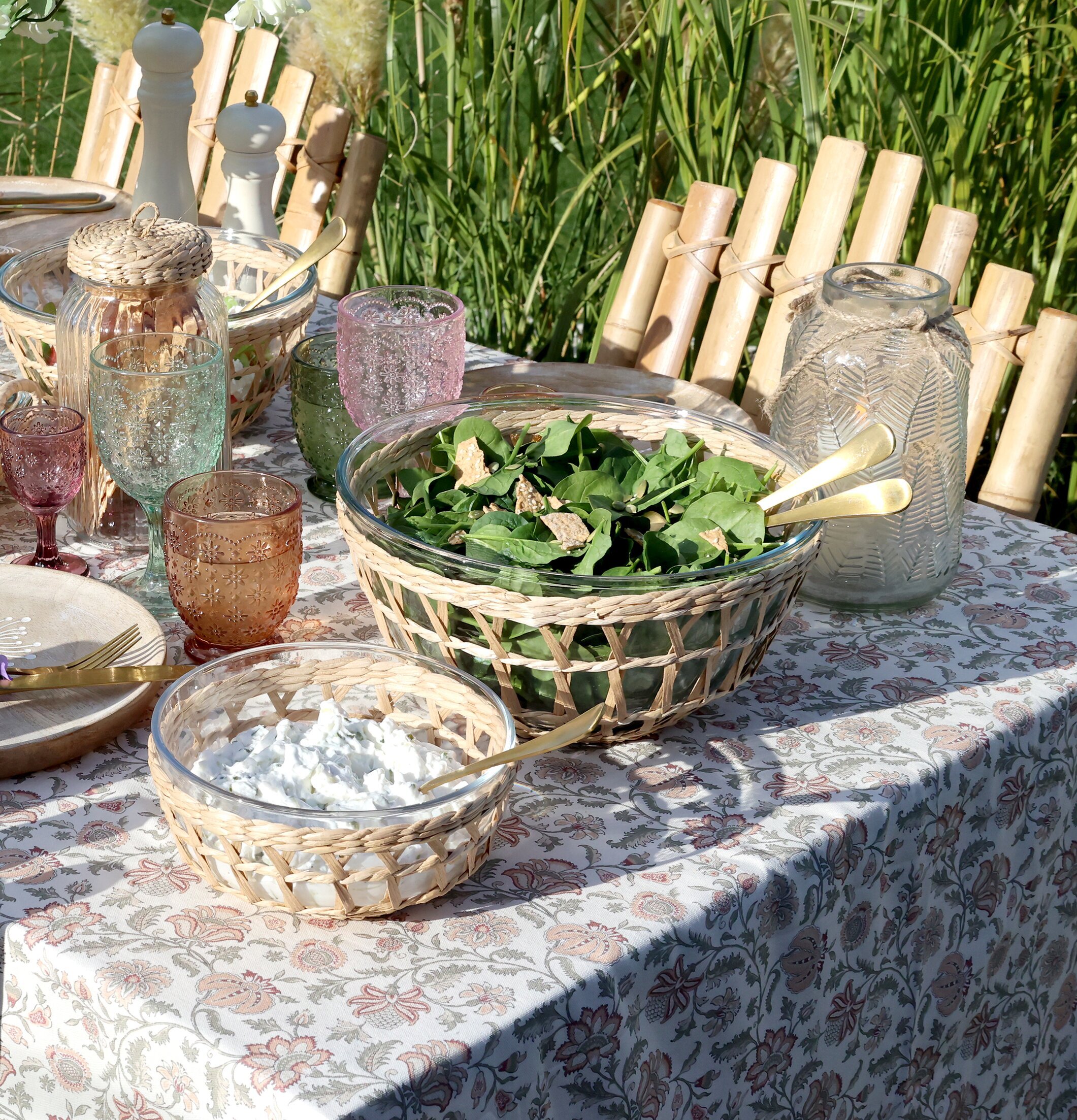 Skål Med Flätad Korg Ø27cm Chic Antique Skålar att äta ur tilltugg Såskannor/Vispskål servering Matlådor Förvaring