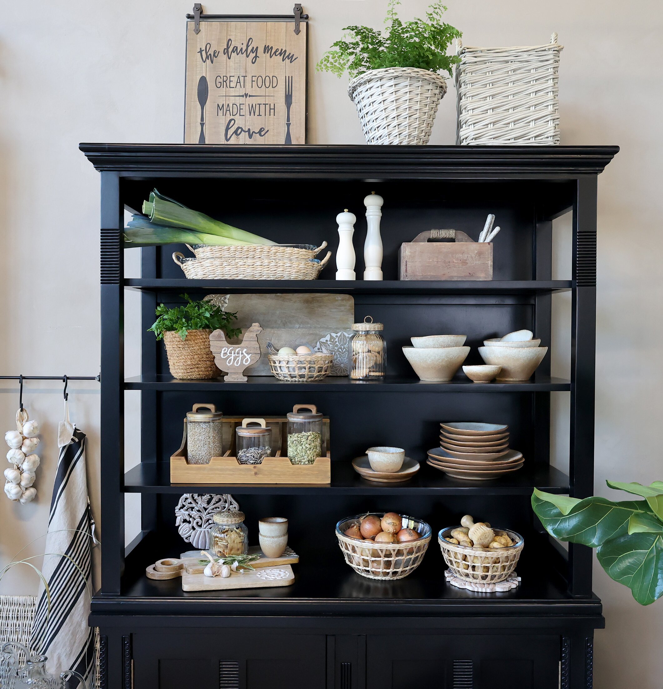 Skål Med Flätad Korg Ø27cm Chic Antique Skålar att äta ur tilltugg Såskannor/Vispskål servering Matlådor Förvaring