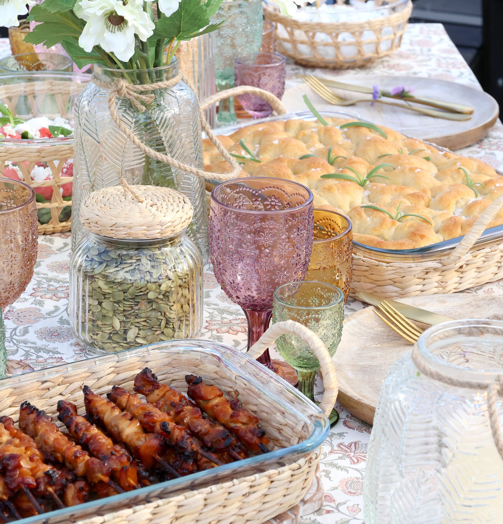 Glasform Med Flätad Korg 34.5cm Chic Antique Skålar att äta ur tilltugg Såskannor/Vispskål Skål servering Matlådor