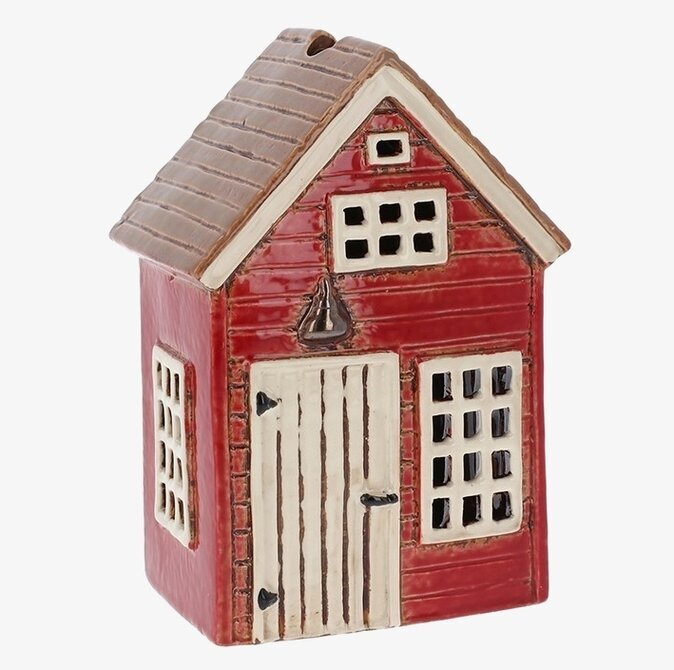 Ljuslykta Village Pottery - Holiday House Red Joe Davies Lyktor Endless Light Ljuslyktor