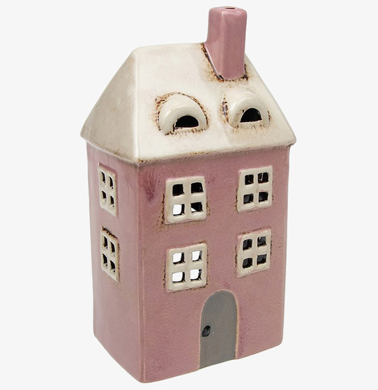 Ljuslykta Village Pottery - Tall Pink House Joe Davies Lyktor Endless Light Ljuslyktor