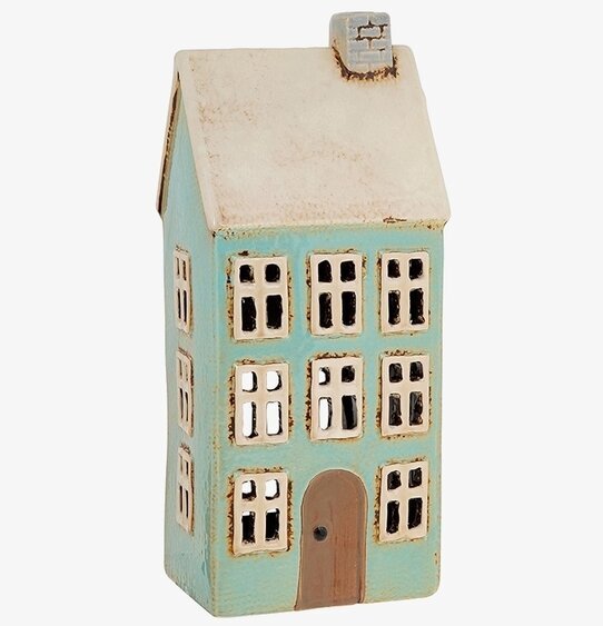 Bild av charmig ljuslykta som föreställer ett miniatyrhus