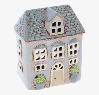 Bild av charmig ljuslykta som ser ut som ett litet hus