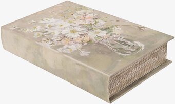 Bild av unik bokformad förvaringslåda med blommotiv
