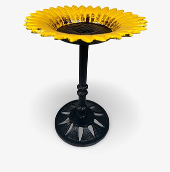 Bild av solrosformat fågelbad med elegant metallstativ