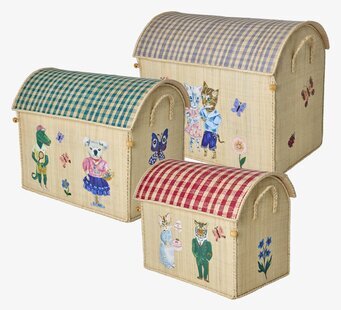 Bild av charmiga förvaringshus med lekfulla illustrationer