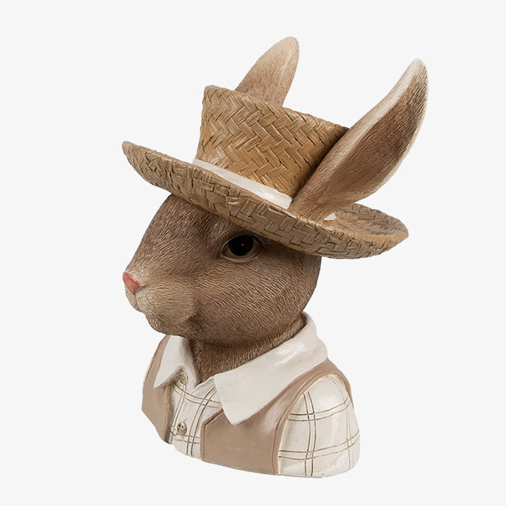 Figurin Kanin Hatt Clayre & Eef Kaniner för prydnad/dekoration Prydnadskaniner Dekorationskaniner Bunnys dekoration Krukor Örtkrukor Glaskrukor