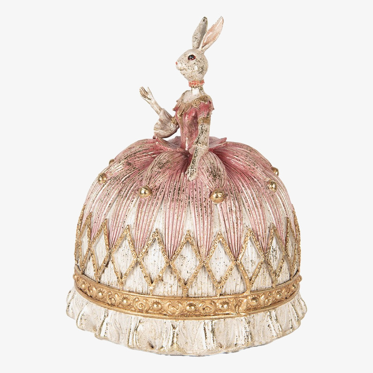 Figurin Kanin Vit/Rosa Clayre & Eef Kaniner för prydnad/dekoration Prydnadskaniner Dekorationskaniner Bunnys dekoration