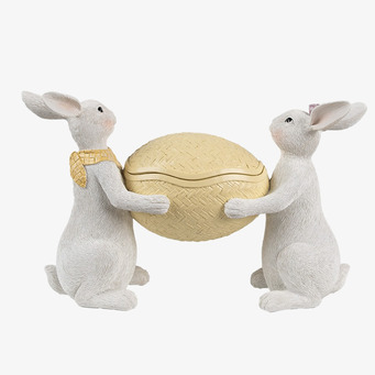 Bild av dekorativt påskföremål med kaniner och ägg