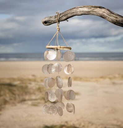 Foto av vackert vindspel vid dramatisk strand och hav