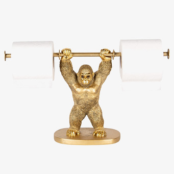 Bild av unik pappershållare: gorillaformad design i mässing