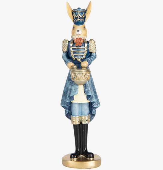 Dekoration Kanin Trumslagare Blå/Guld Clayre & Eef Kaniner för prydnad/dekoration Prydnadskaniner Dekorationskaniner Bunnys dekoration