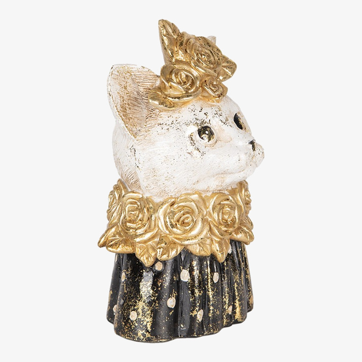 Staty Katt Deco Svart/Guld Clayre & Eef Byster