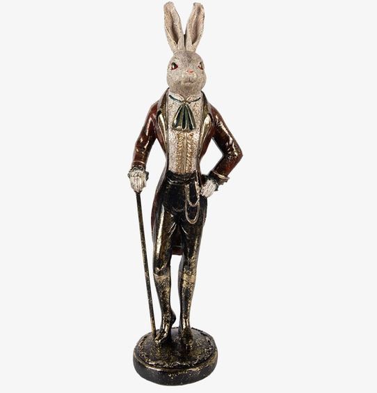 Bild av elegant kaninfigur med historisk dräkt
