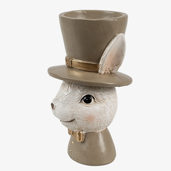 Bild av charmig äggkopp med kanin och elegant hatt