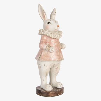 Bild: Dekorativ kaninfigur i vit och rosa vintage stil
