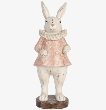Bild av dekorativ kaninfigur i vit och rosa design