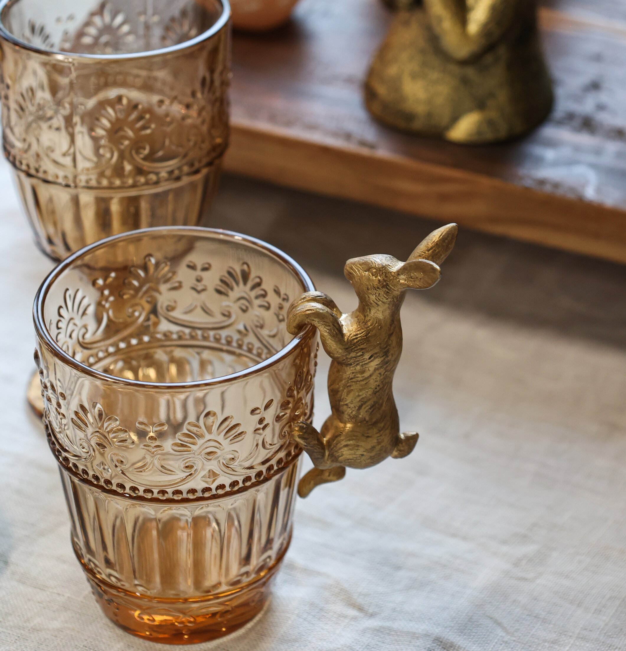 Klättrande Kanin Till Glas Mässing Chic Antique Övrig prydnad/dekoration för inredning innemiljö