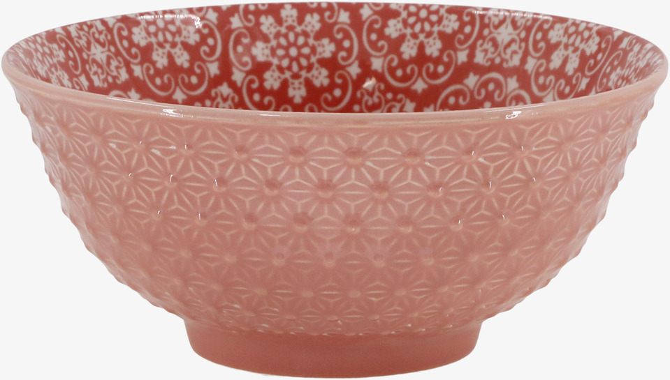 Bild av unik skål med geometriskt och blommigt mönster