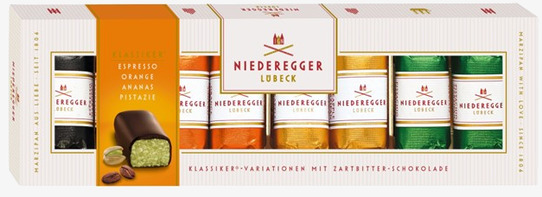 Marsipanvariation 100 gram Niederegger Choklad Chokladstrutar