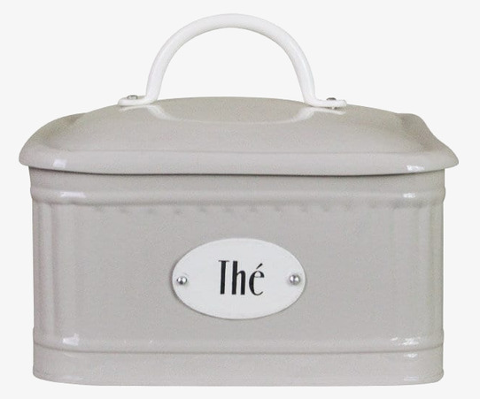 Plåtburk Hugo Thé m. Fack Beige Strömshaga Plåtburkar Metallburkar