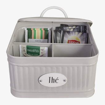 Bild av elegant teförvaring i beige med fyra fack