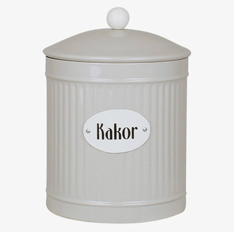 Bild av stilren beige plåtburk för kakor och torrvaror