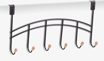 Bild på stilren dörrhängare med sex krokar i svart metall