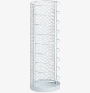 Bild av stilrent paraplyställ i vit metall och nät