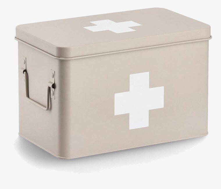 Plåtburk Medicin Beige Stor Zeller Medicinskåp Plåtburkar Metallburkar