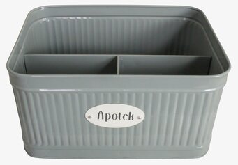 Foto av stilren och praktisk grön plåtburk för förvaring